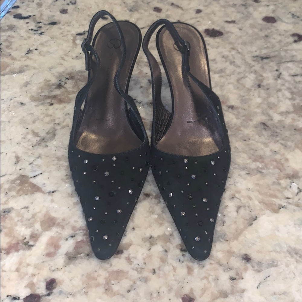 Vintage St. John Rhinestone Black Kitten Heels